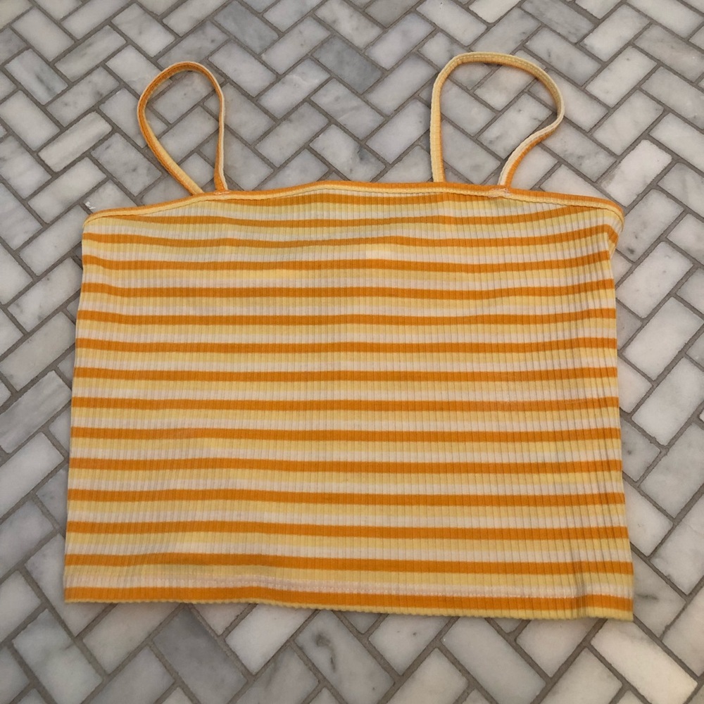 Yellow and white striped pacsun tank